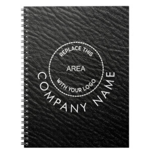 Carnet Nom de l'entreprise Logo Black Faux en cuir Effet