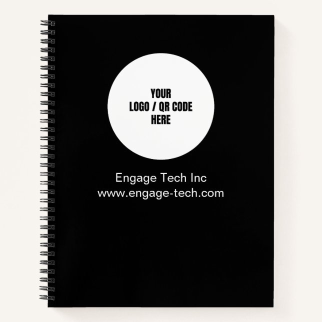 Carnet Nom de l'entreprise personnalisé Logo Noir Minimal (Devant)