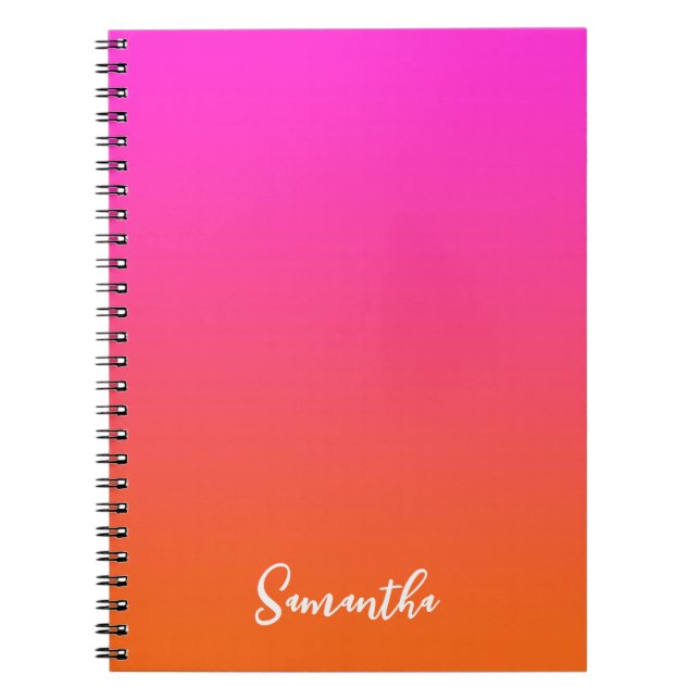 Carnet Nom de l'ombre magenta rose chaud et orange brilla (Devant)