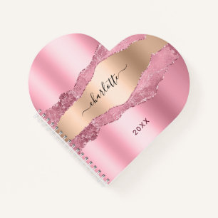 Carnet Nom de marbre d'agneau rose pâle