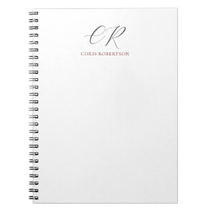 Carnet Nom de monogramme de calligraphie cadeau personnal