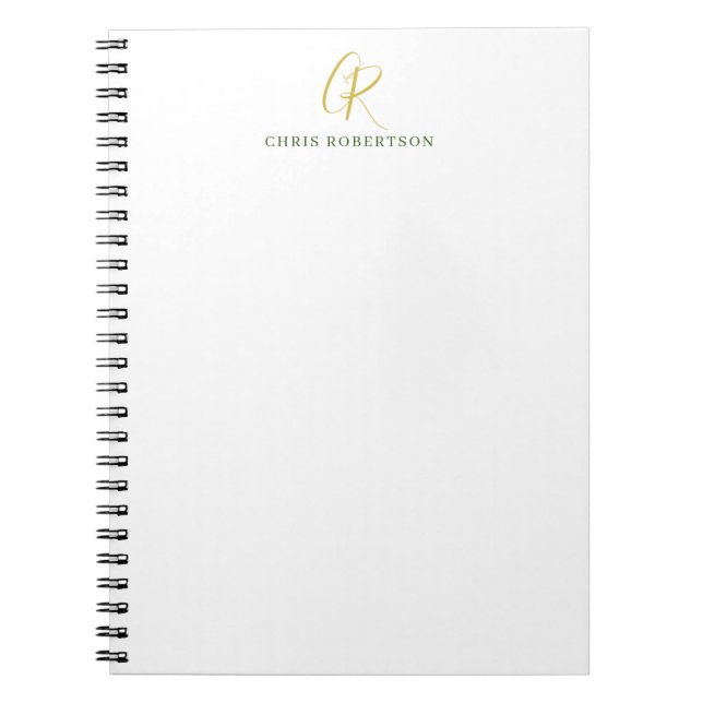 Carnet Nom de monogramme de calligraphie couleur or noir  (Devant)