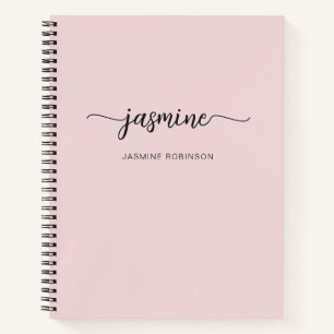 Carnet Nom de monogramme moderne minimaliste rose blush é