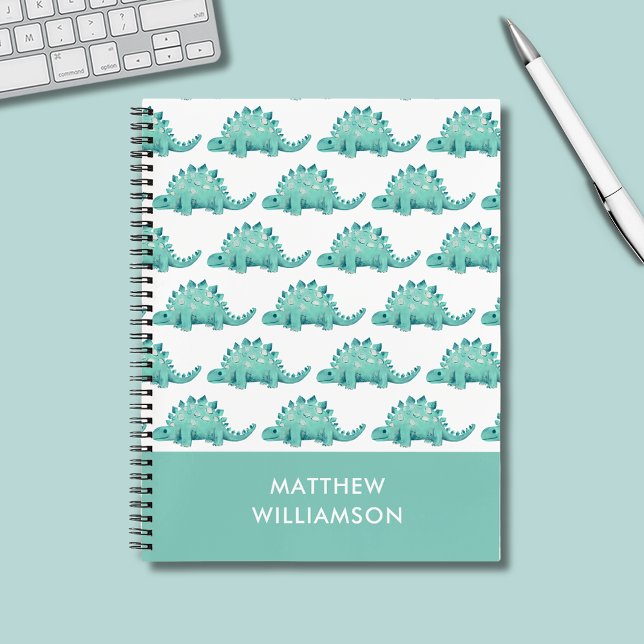Carnet Nom de motif de stégosaure de dinosaure (Stegosaurus dinosaur personalized notebook)