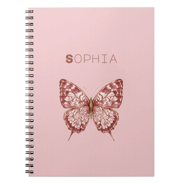 Carnet Nom de papillon Bourgogne rose (Devant)
