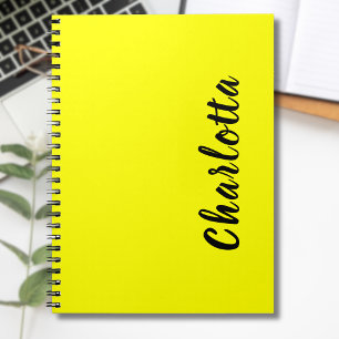 Carnet Nom de personnalisation noir   Couleur jaune néon