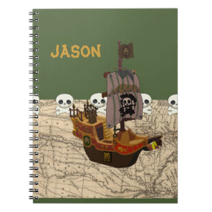 Carnet Nom de personnaliser de bateau de pirate de bande