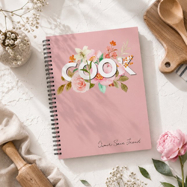 Carnet Nom de recette COOK florale aquarelle (Créateur téléchargé)