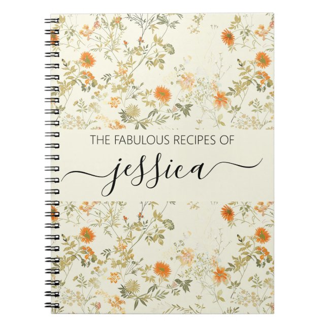 Carnet Nom de recette de fleurs sauvages orange délicat (Devant)