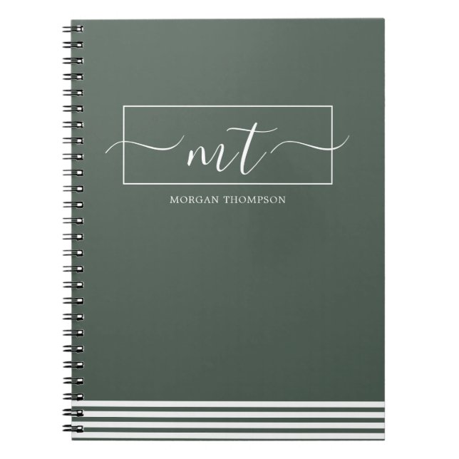 Carnet Nom de script de modèle moderne vert forêt (Devant)