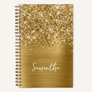 Carnet Nom de script Glam doré pailleté