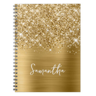 Carnet Nom de script Glam doré pailleté