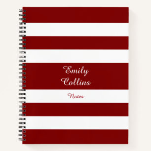 Carnet Nom de script Modern Red Stripes