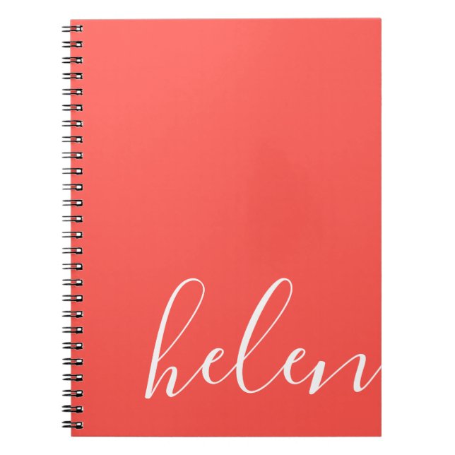 Carnet Nom de script moderne Corail personnalisé (Devant)