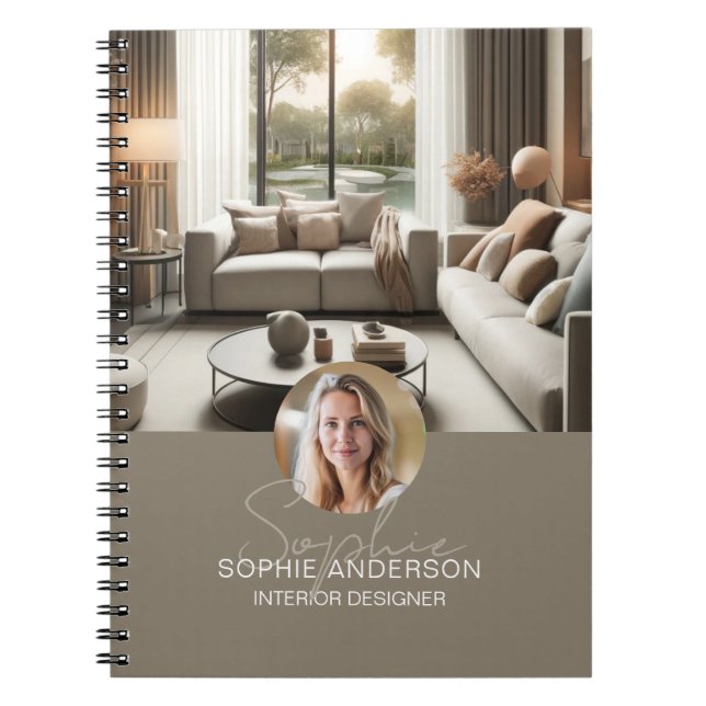 Carnet Nom de script moderne Photo QR Professionnel (Devant)