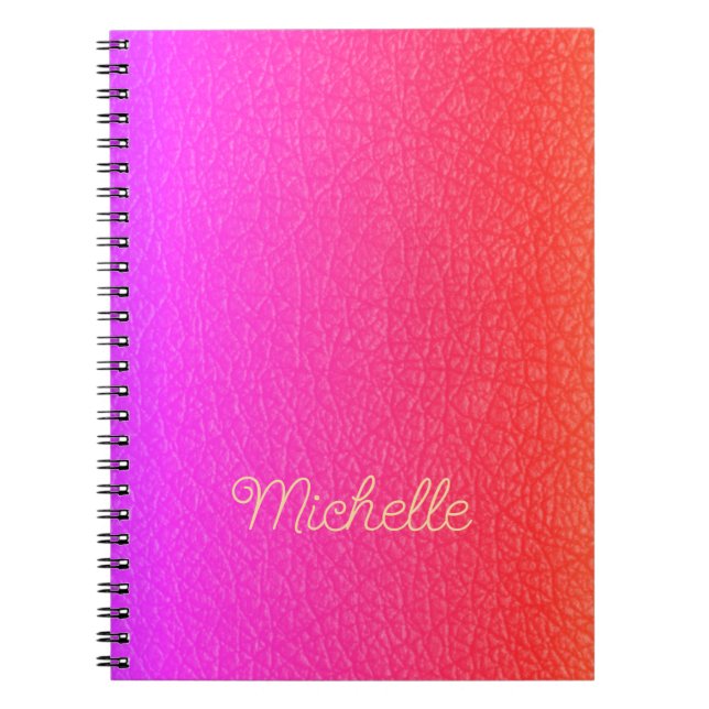 Carnet Nom de script tendance personnalisé rose chaud (Devant)