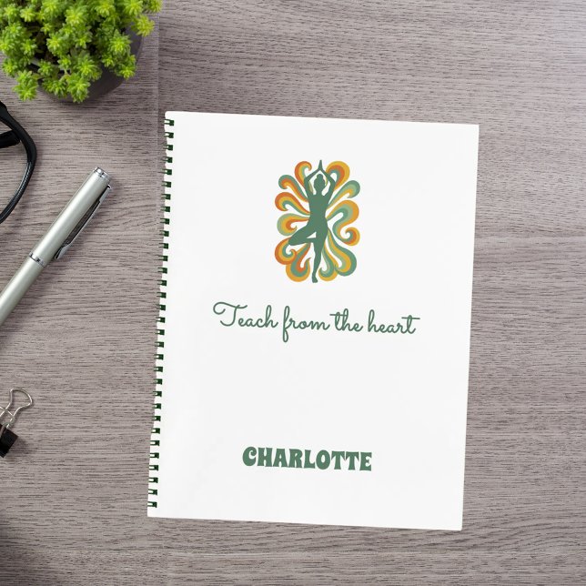 Carnet Nom de slogan rétro orange vert tourbillonnant pos (Créateur téléchargé)