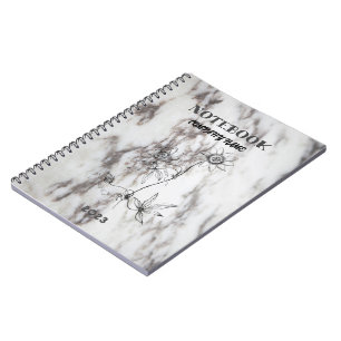 Carnet Nom de style moderne Personnaliser Marbre Blanc