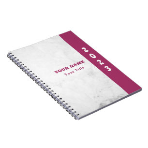 Carnet Nom de style moderne Personnaliser Marbre Blanc
