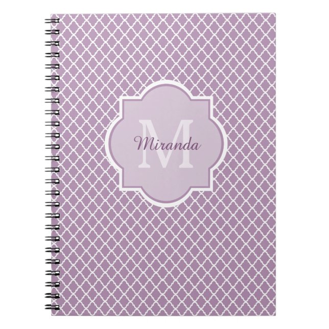Carnet Nom décoré d'un monogramme pourpre de Quatrefoil (Devant)
