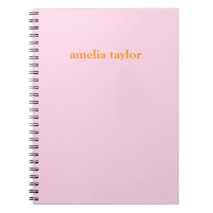 Carnet Nom d'enseignant personnalisé rose et orange