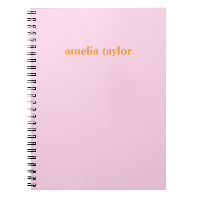 Carnet Nom d'enseignant personnalisé rose et orange (Devant)