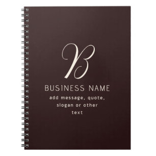 Carnet Nom d'entreprise élégant moderne Monogramme Brun
