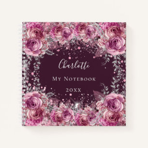 Carnet Nom des fleurs bordeaux roses