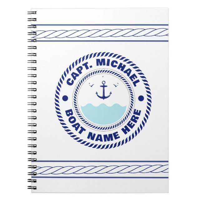 Carnet Nom du bateau d'Ancre nautique du capitaine person (Devant)