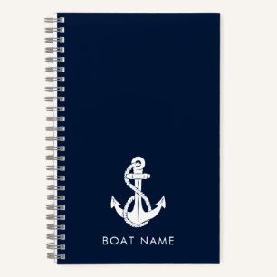 Carnet Nom du bateau nautique personnalisé Marine Ancre b