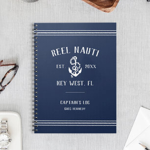 Carnet Nom du bateau rustique de la marine nautique Journ