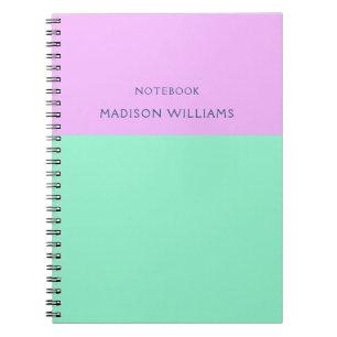 Carnet Nom du bloc de couleur Pastel Neon Mint et rose