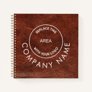 Carnet Nom du logo de l'entreprise Code QR Brown Faux Lea