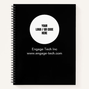 Carnet Nom du logo de l'entreprise personnalisée Noir mod
