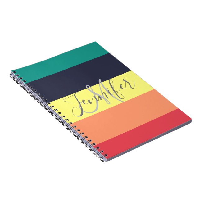 Carnet Nom du monogramme de bande de bloc couleur arc-en- (Côté Droit)