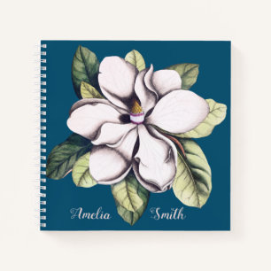 Carnet Nom du monogramme de la fleur de Magnolia