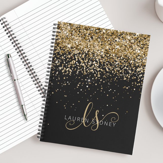 Carnet Nom du monogramme de la Parties scintillant d'or (Créateur téléchargé)