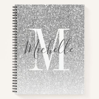 Carnet Nom du monogramme de Parties scintillant en argent