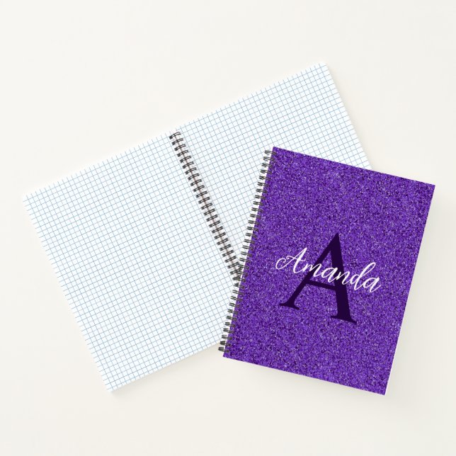 Carnet Nom du monogramme de Parties scintillant violet ch (Intérieur)
