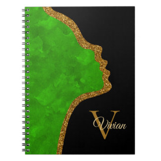 Carnet Nom Du Monogramme Face De La Parties scintillant N