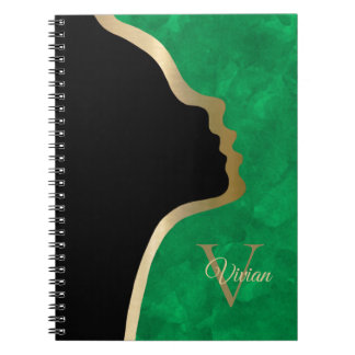 Carnet Nom Du Monogramme Face Noir Et Or