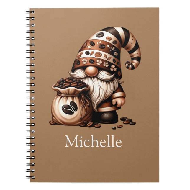 Carnet Nom du monogramme Initiales café Gnome blanc Brown (Devant)