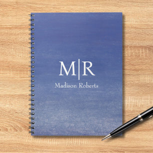 Carnet Nom du monogramme personnalisé bleu océan