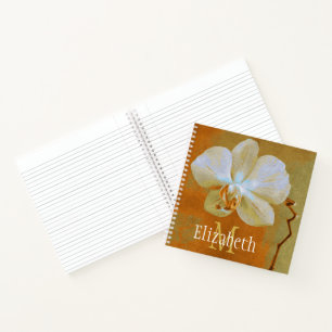 Carnet Nom du monogramme personnalisé Orchidée dorée arti