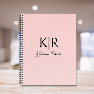Carnet Nom du monogramme personnalisé rose pâle