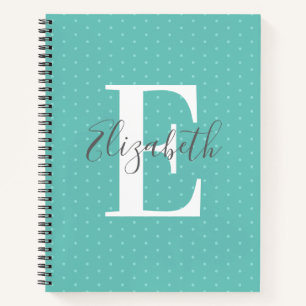 Carnet Nom du monogramme Polka Dot Turquoise Girl
