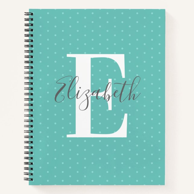 Carnet Nom du monogramme Polka Dot Turquoise Girl (Devant)