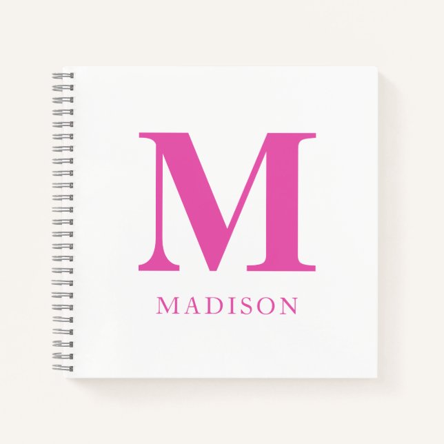 Carnet Nom du monogramme rose chaud (Devant)
