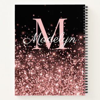 Carnet Nom du monogramme rose Gold Sparkles
