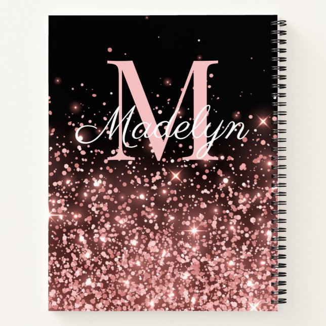 Carnet Nom du monogramme rose Gold Sparkles (Dos)